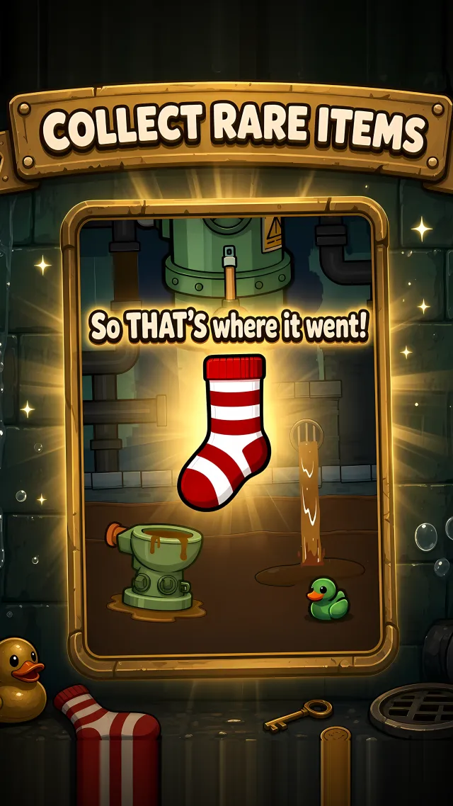Poop Popper screenshot: Lost & Flushed, 16 rare finds waiting in the pipe